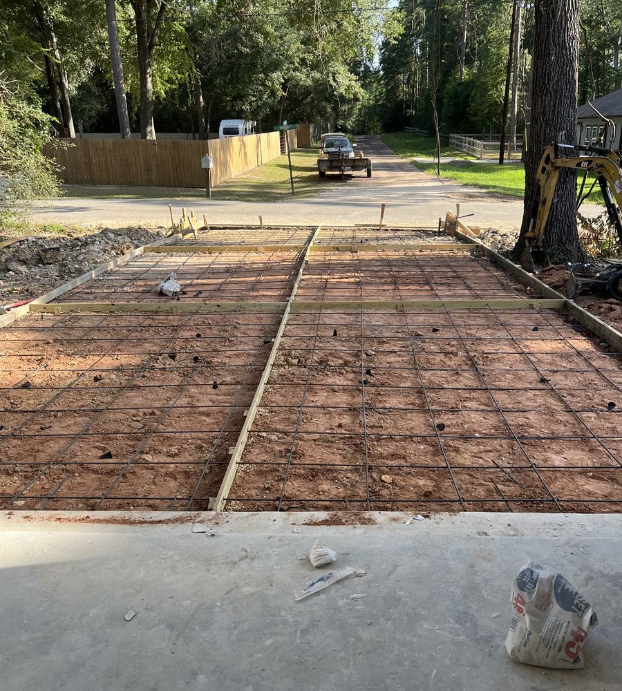 Driveway reinforced and ready to pour at a new build