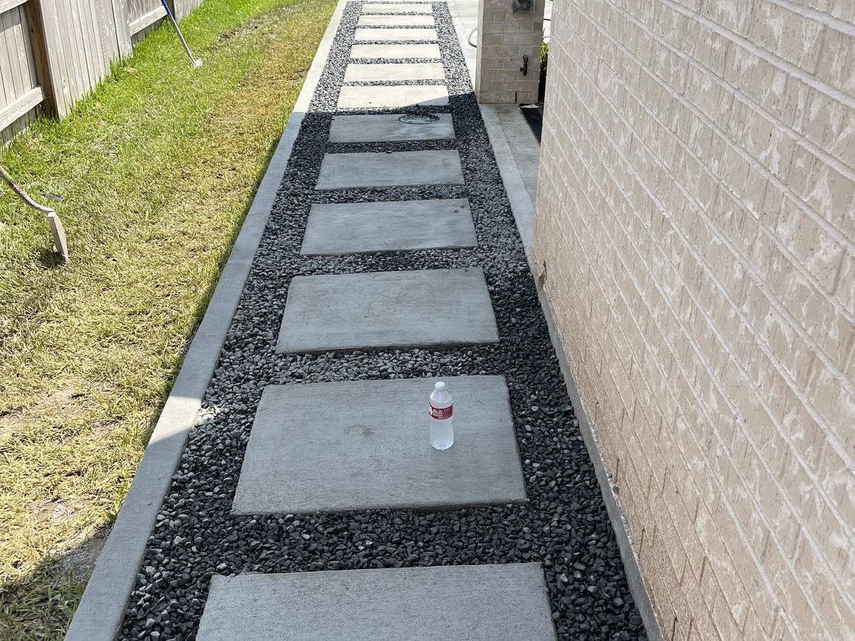 Modern paver walkway with gravel inlay