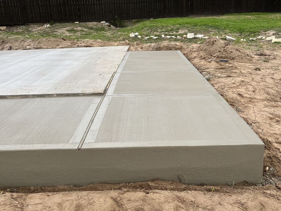 Clean finished concrete slab on a prepared base